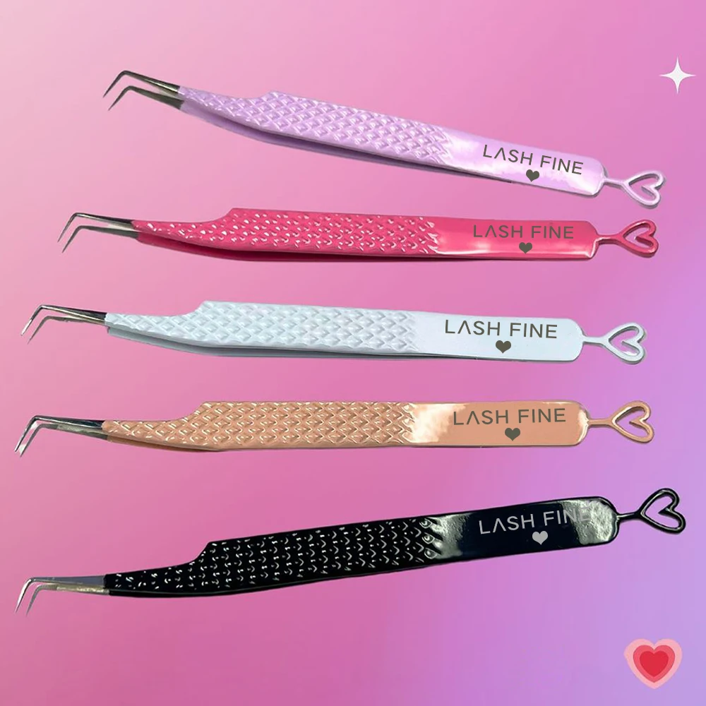 Lash Extension Tweezers - Heart-Shaped Eyelash Extensions Tweezers Stainless Steel
