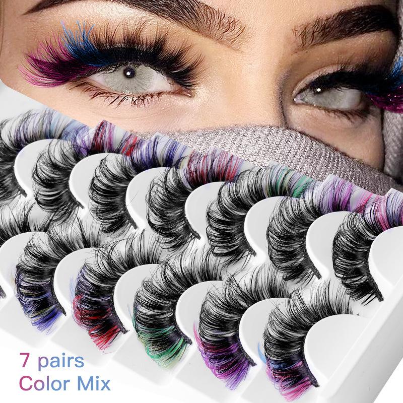 7 Pairs Colorful False Eyelash - Eyelash Extension Volume recension och pris