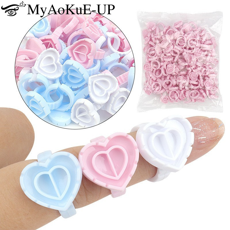 100Pcs Disposable Glue Ring Ho - Eyelash Extension Double Lash recension och pris