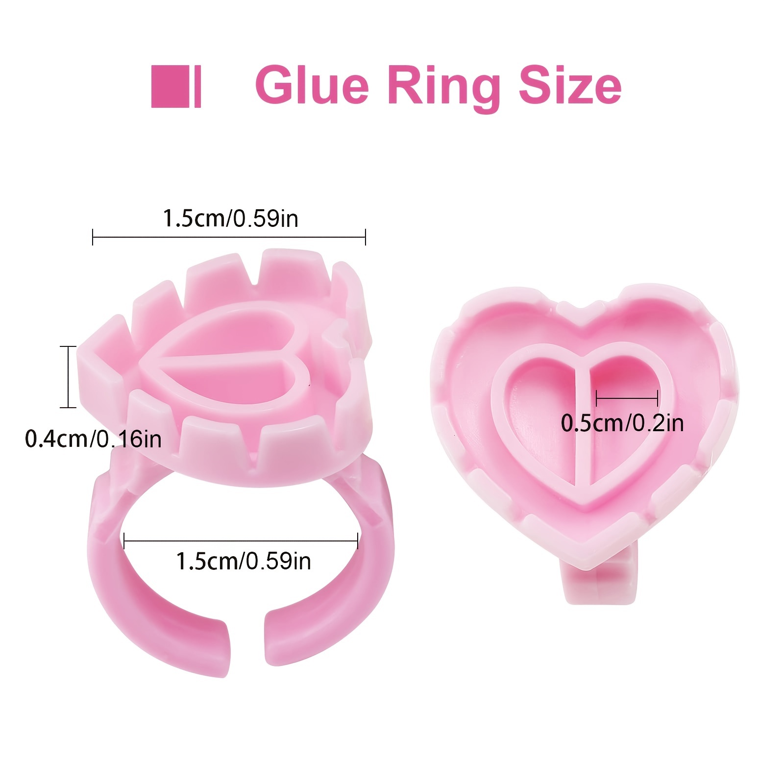100PCSHeart Eyelash Glue Rings - Eyelash Extension Fan recension och pris