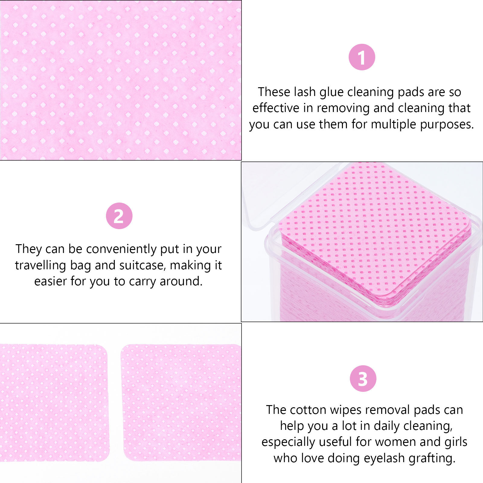 600Pcs Cleaning Cotton Wipes L - Eyelash Extension Glue recension och pris