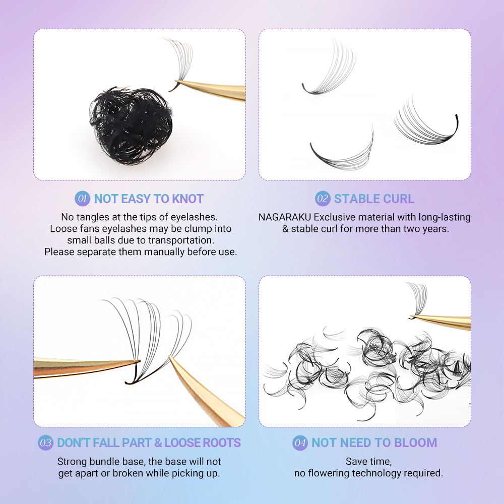 NAGARAKU 600 fans 5D 10D Point - Eyelash Extension Hybrid recension och pris